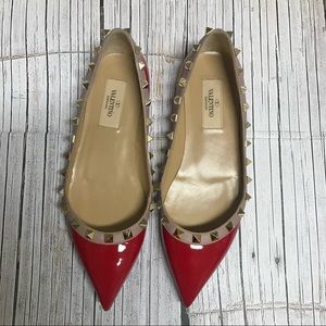 Valentino Rockstud Patent Red Flats sz 35.5